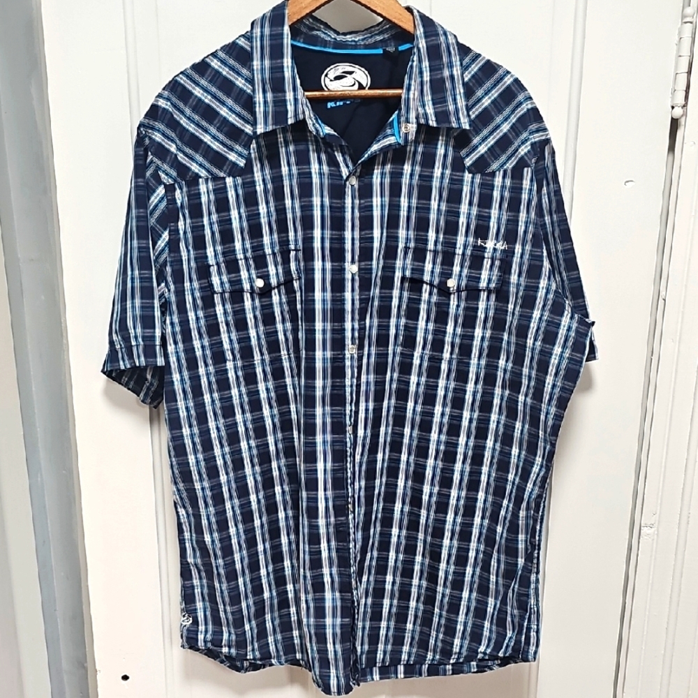Kirra Navy and White Plaid Men's Shirt